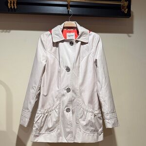 Esprit Women's White Trench Coat with Red Accents